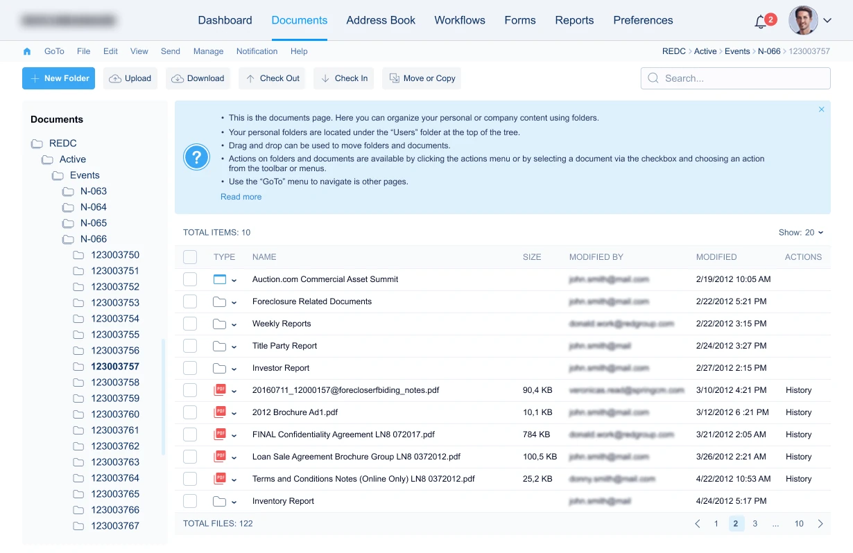 Enterprise Content Management System for Retail Real Estate Corporation