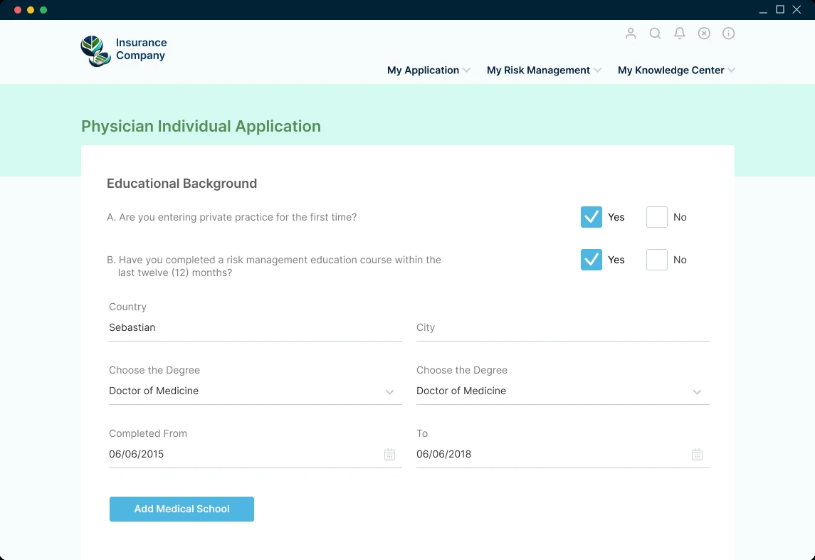Insurance Company Electronic Form Submission